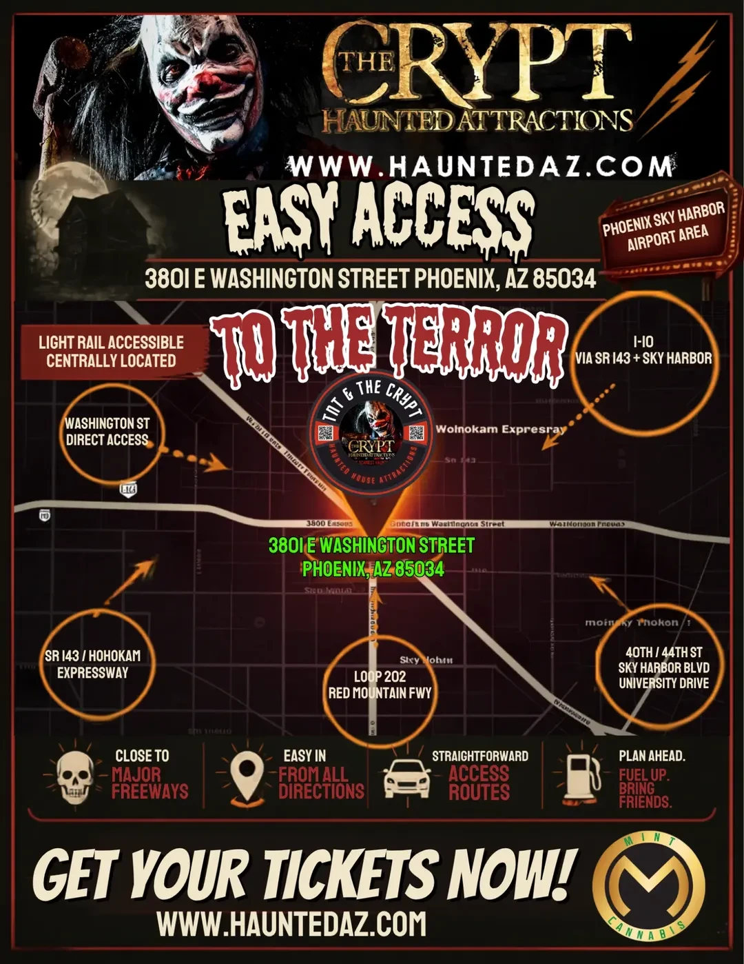 Directions to The Crypt haunted attraction in Phoenix